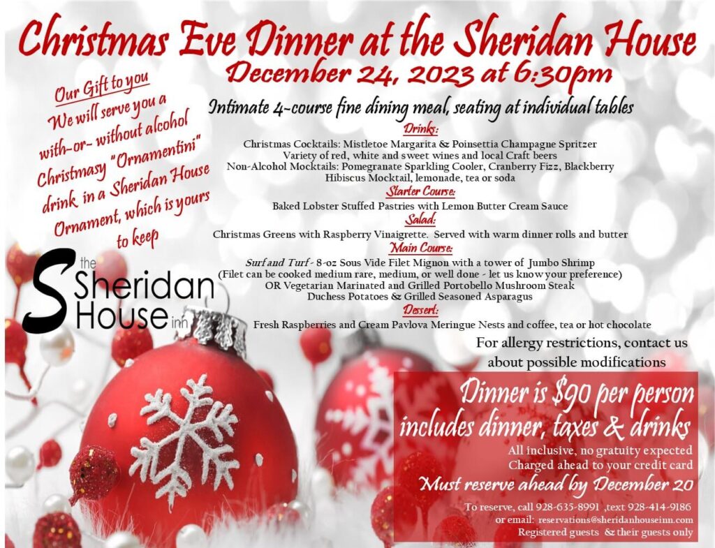 Christmas Eve Dinner 2023 Sheridan House Inn