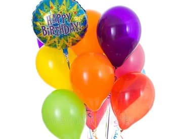 colorful balloon arrangement with mylar 