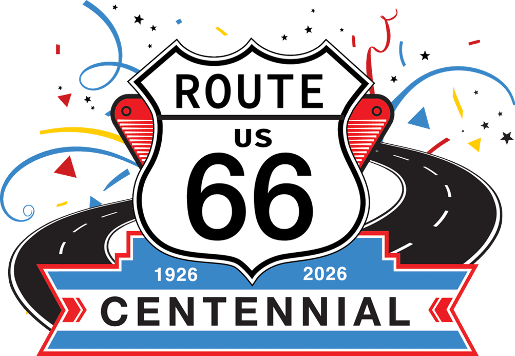 clipart logo with words Route 66 Centennial 1926-2026