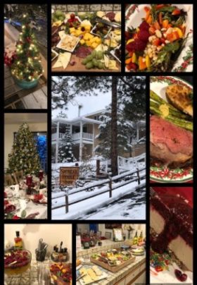 collage of winter and christmas dinner and decorations