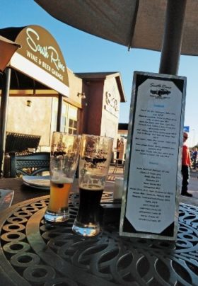 Glasses of beer outside at South Rims restaurant